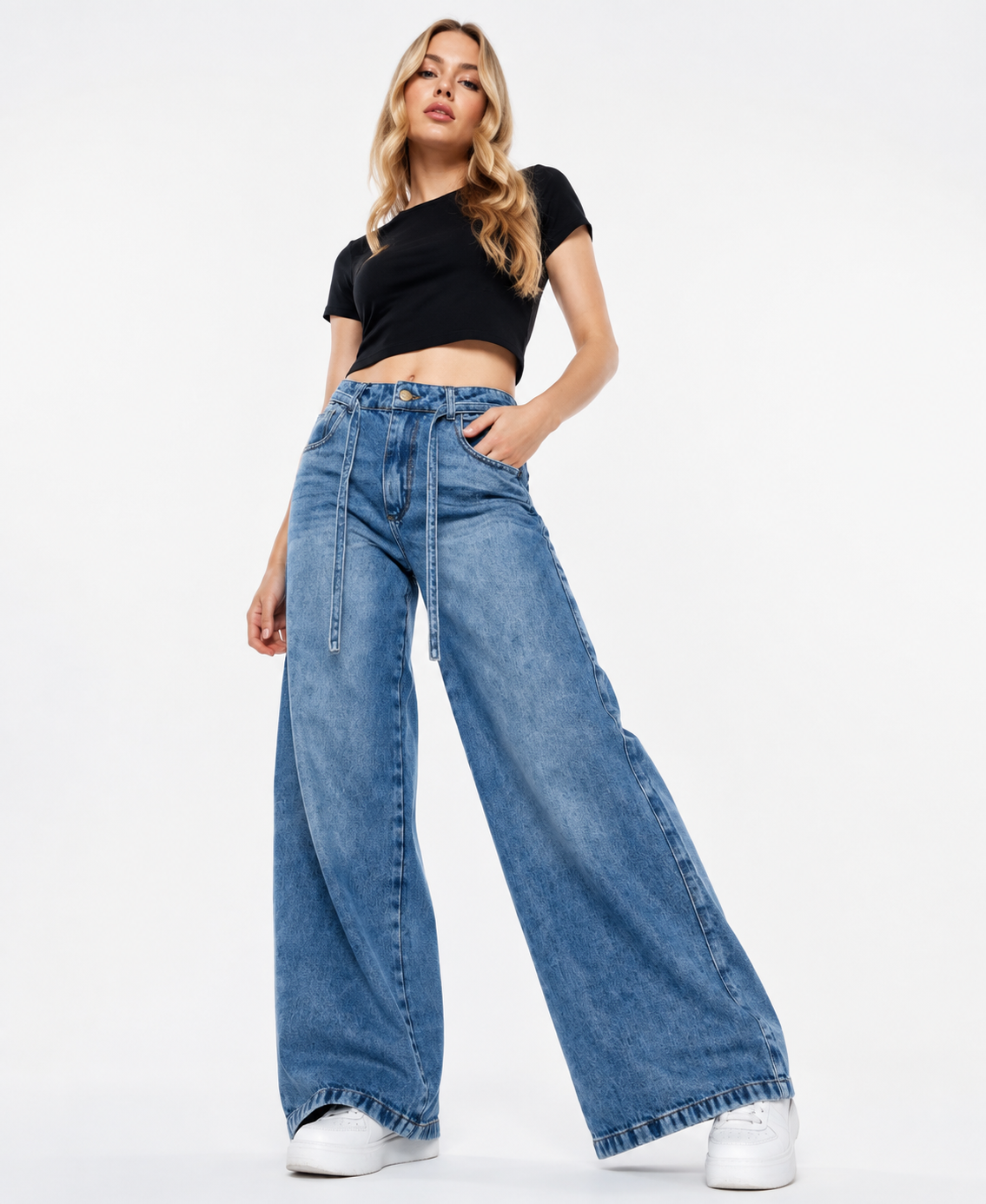 JEANS WIDELEG CON LAZO ARYS